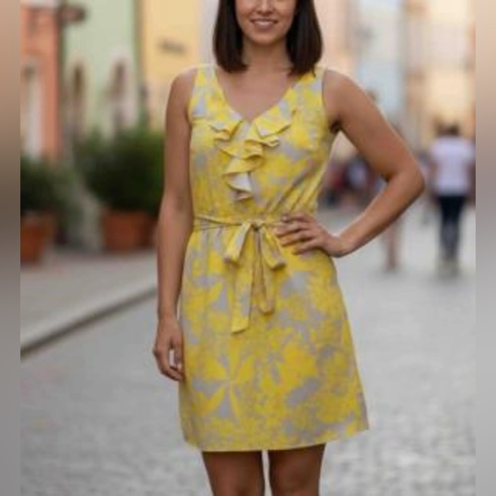 Express Vibrant Yellow Floral Midi Dress